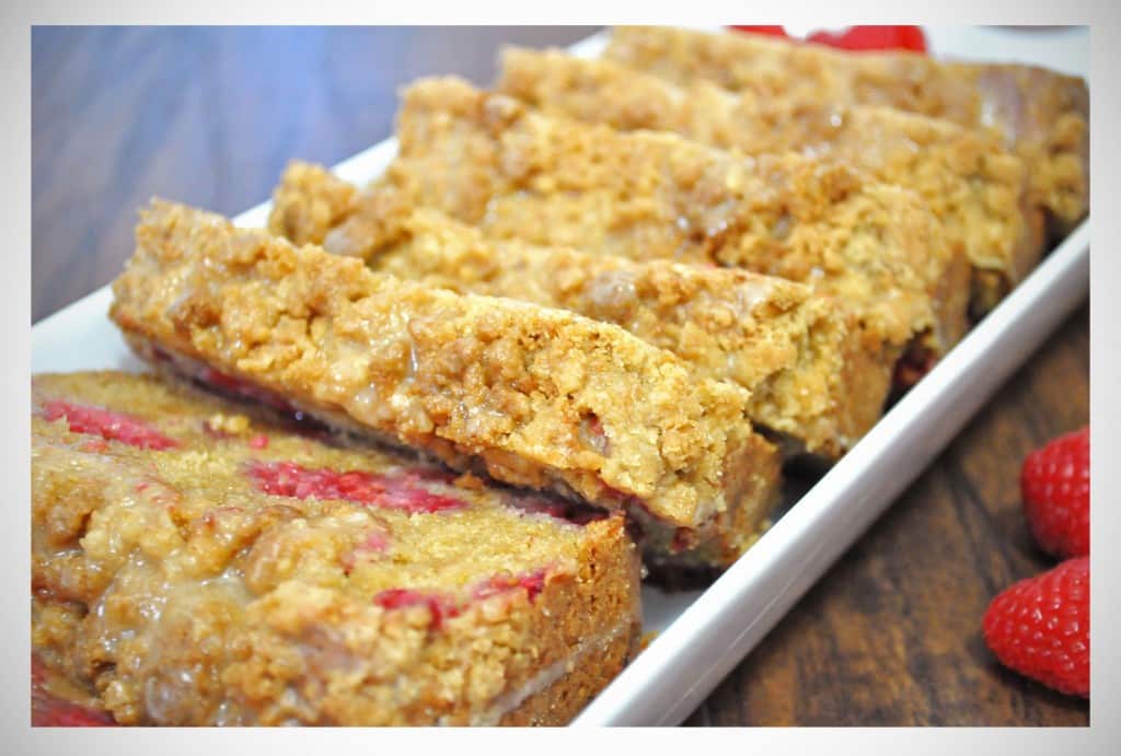 Raspberry Crumb Bread with Lemon Glaze | OfBatterAndDough.com