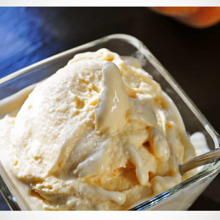 Homemade Peach Ice Cream recipe - www.ofbatteranddough.com