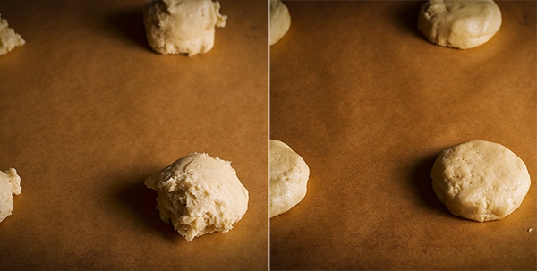 Shaping the dough for Black and White cookies.