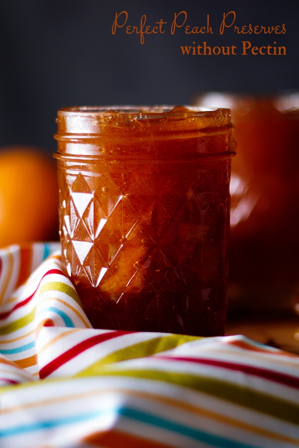 A jar of Homemade Peach Preserves.