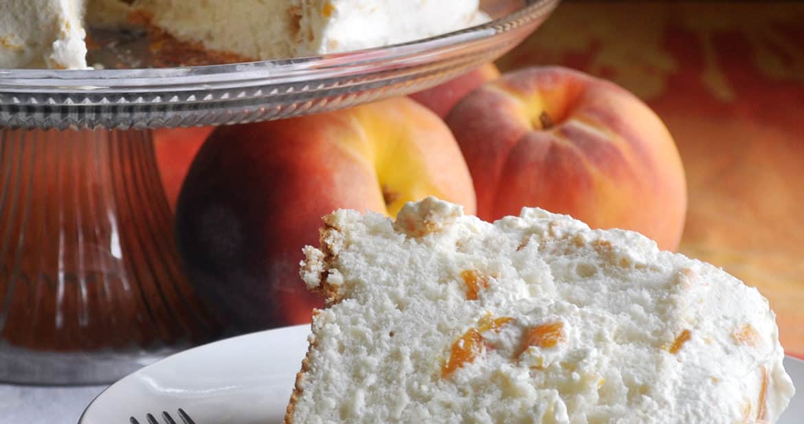Angel Food Cake Recipe with Peaches and Whipped Cream