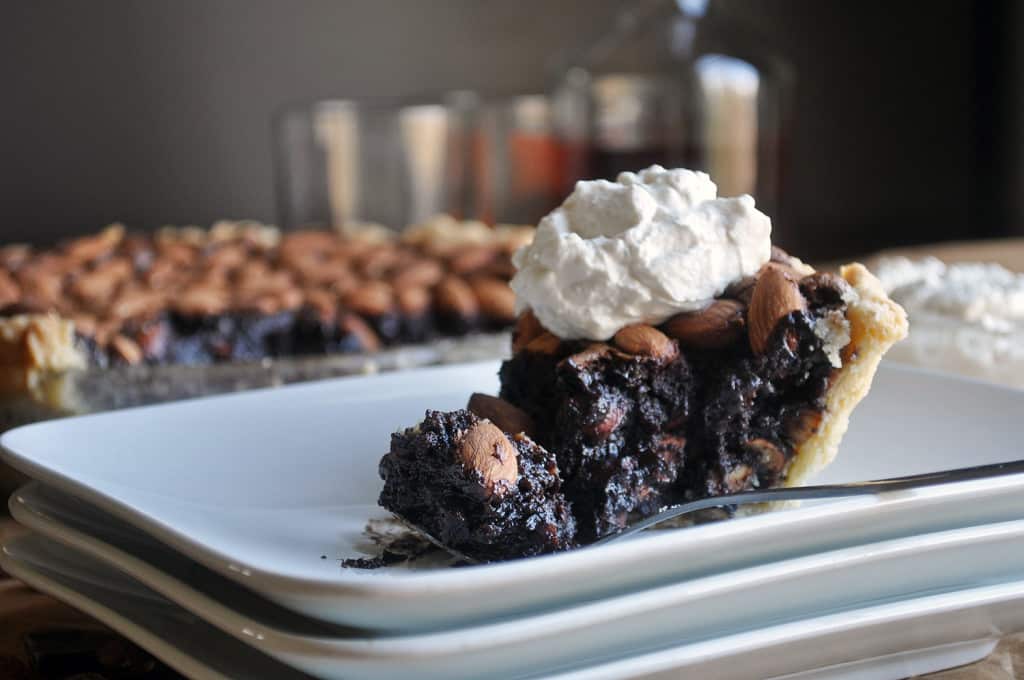 Easy Homemade Chocolate Pie with Almonds and Bourbon
