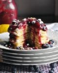 Lemon ricotta pancakes with blueberry sauce | ofbatteranddough.com