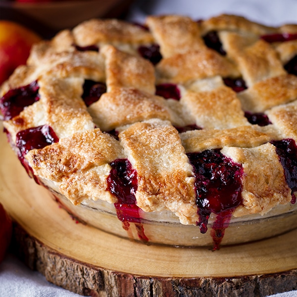 A whole Mixed Berry Plum Pie