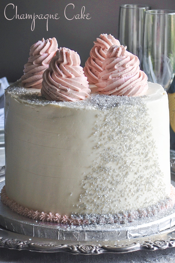 Champagne Cake with Champagne and Strawberry Italian Meringue Buttercream