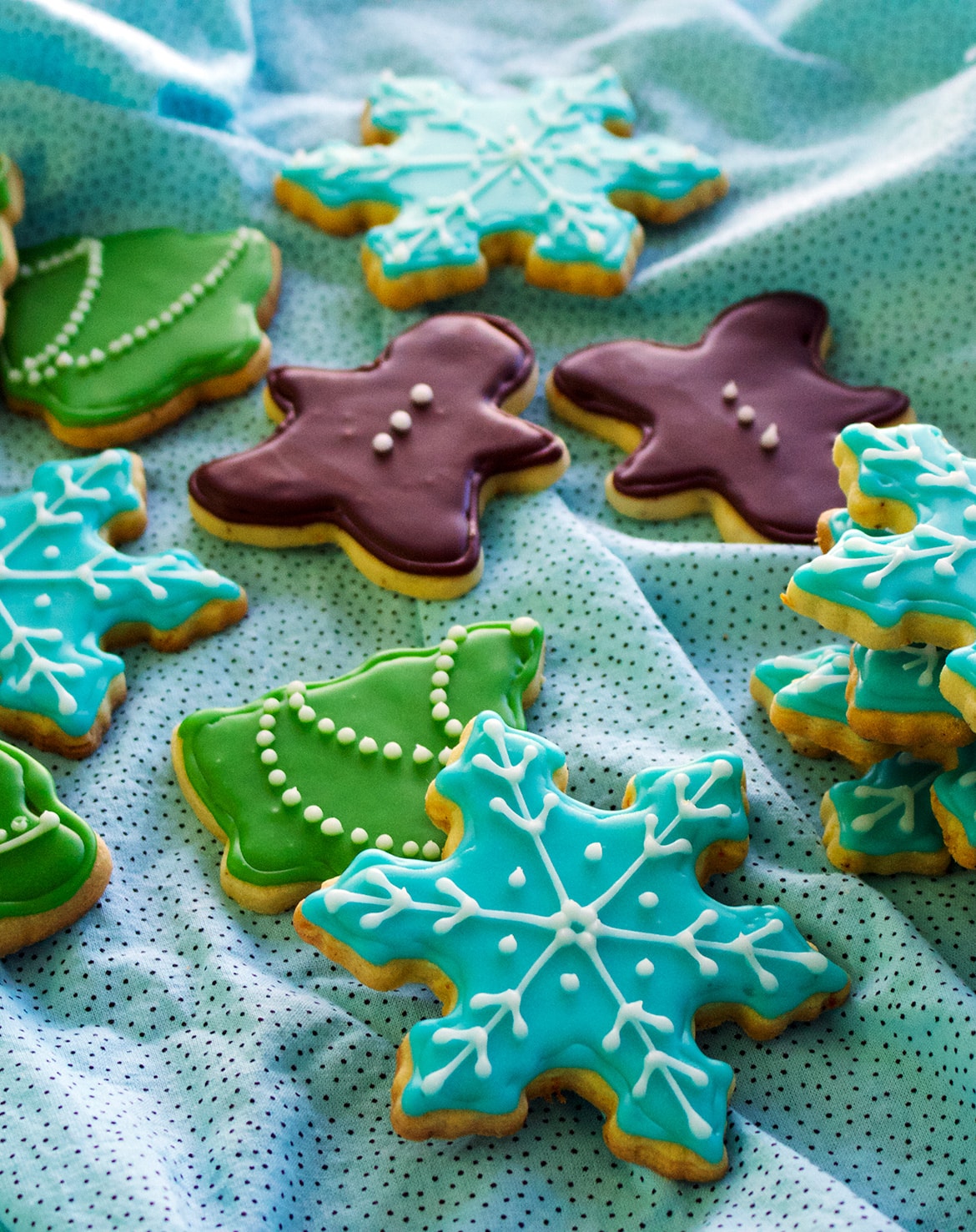 Chocolate frosted brown butter citrus shortbread Christmas cookies.
