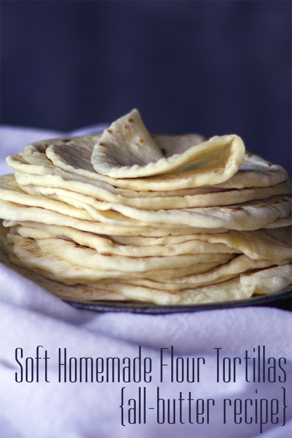 A stack of warm homemade tortillas