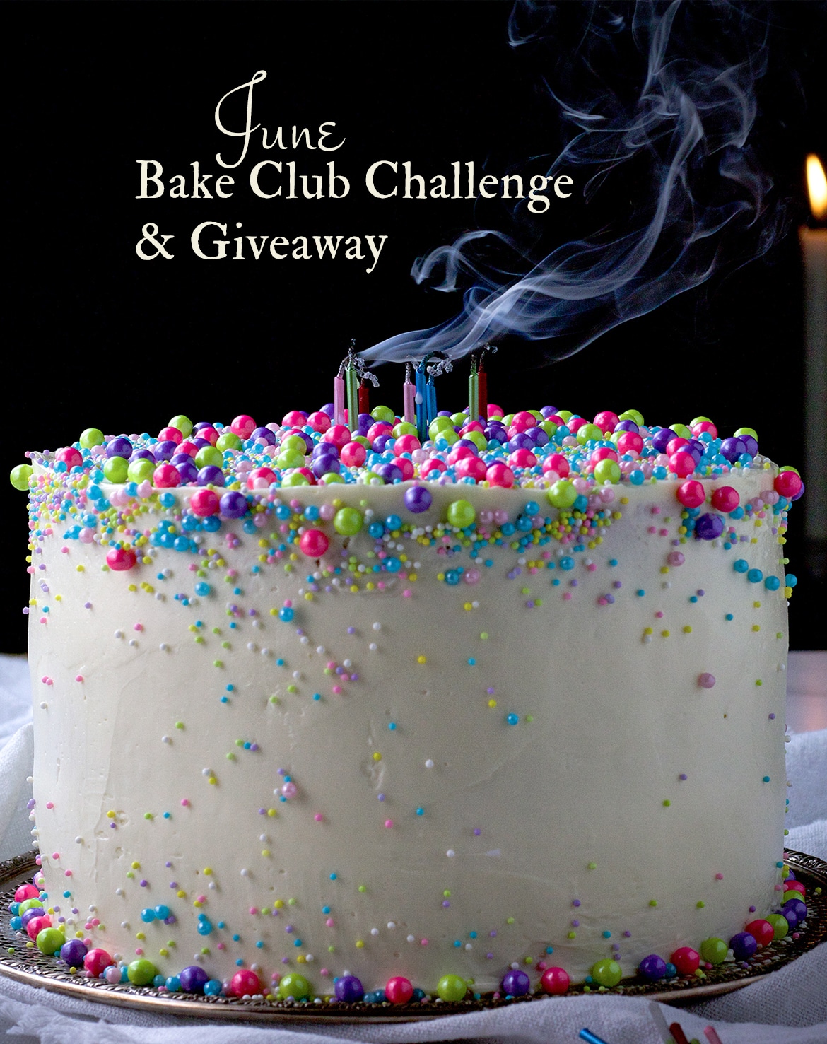 The June Bake Club Challenge is a Vanilla Layer Cake with Italian Meringue Buttercream
