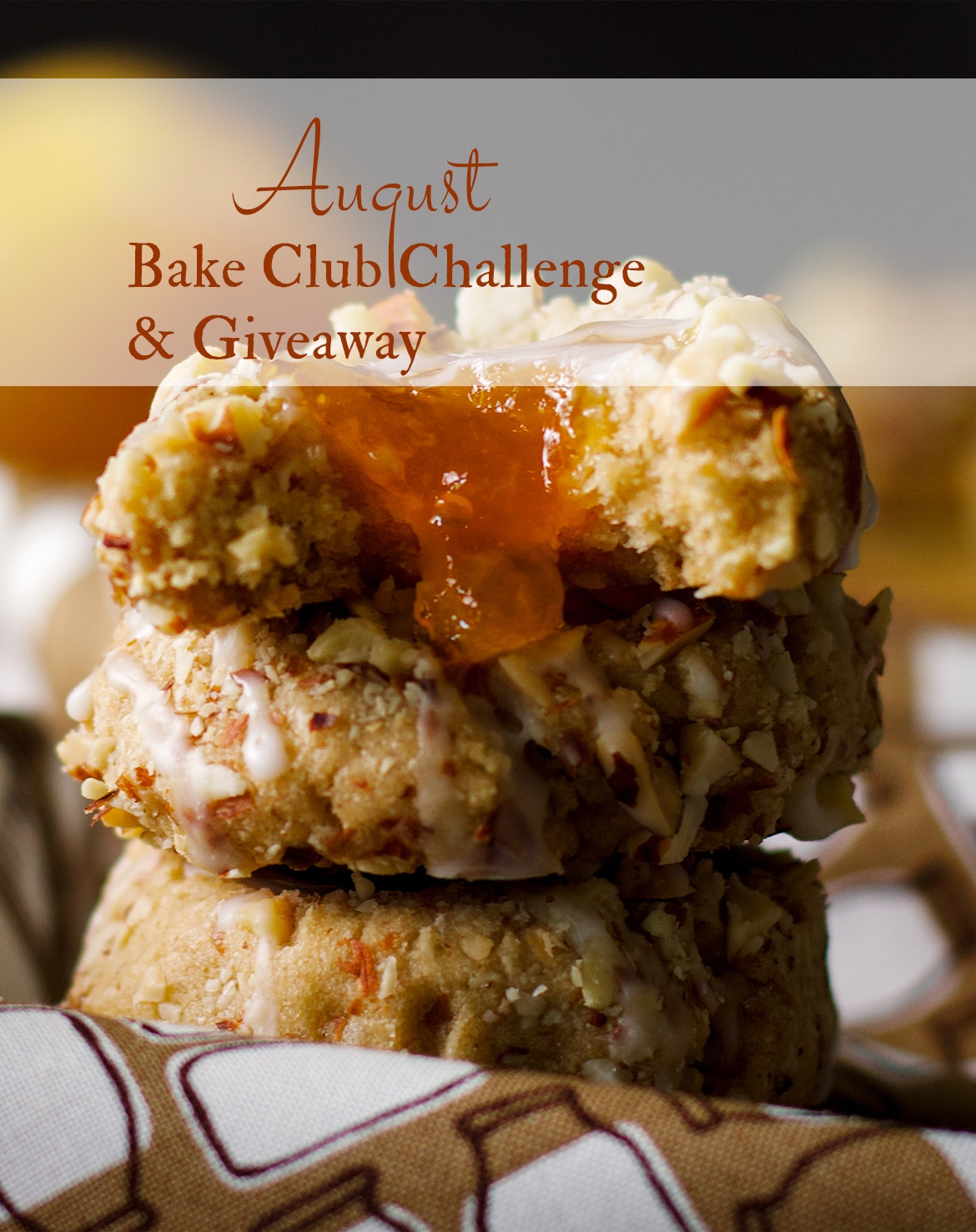 The August Bake Club Challenge is Peach Almond Thumbprint Cookies