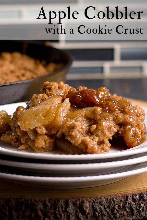 A serving of warm Apple Cobbler with Brown Sugar Cookie topping.