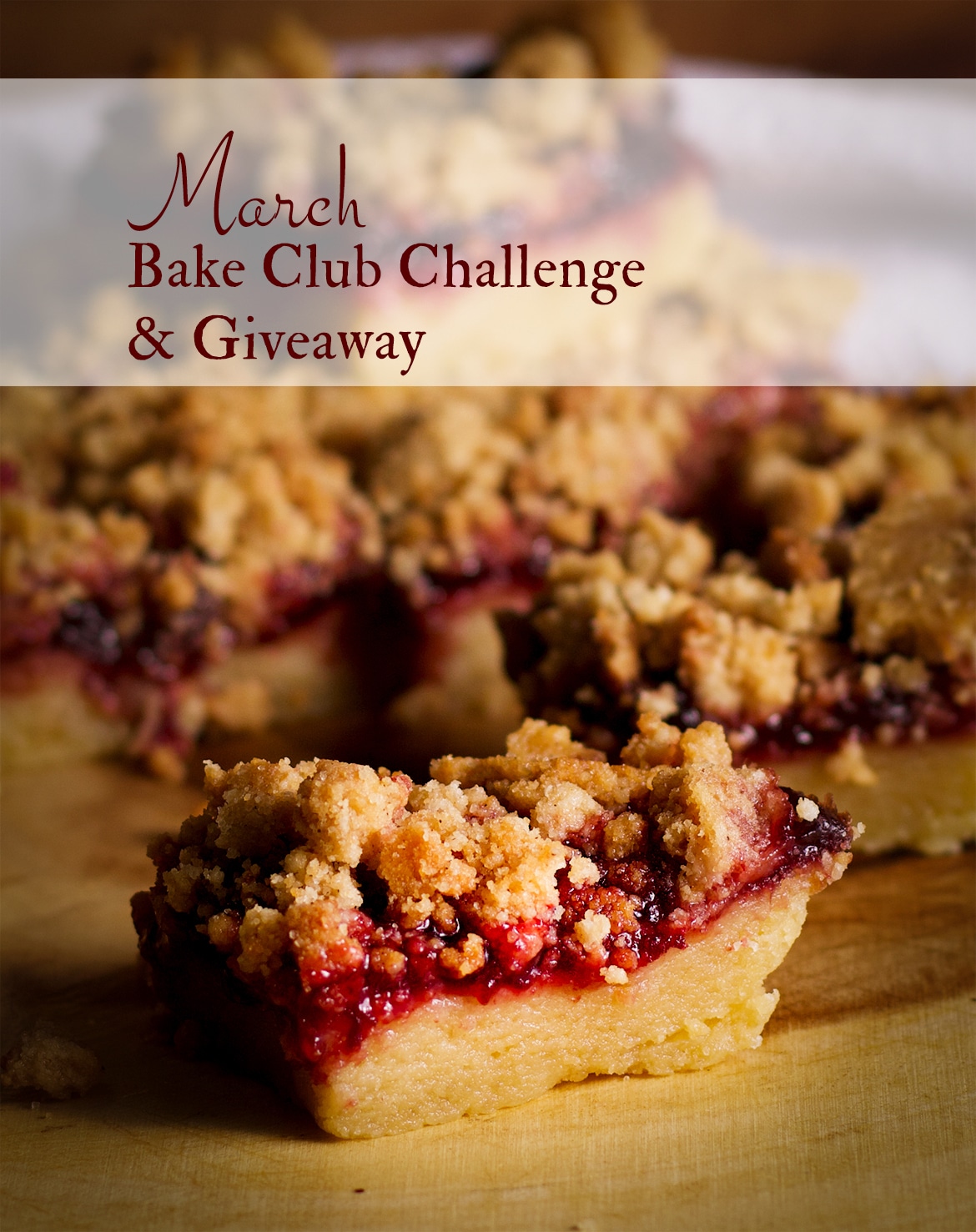 The March 2021 Of Batter and Dough Bake Club Challenge Recipe is Cherry Shortbread Crumble Bars
