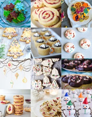 12 different photos showing different creative Christmas Cookie recipes.