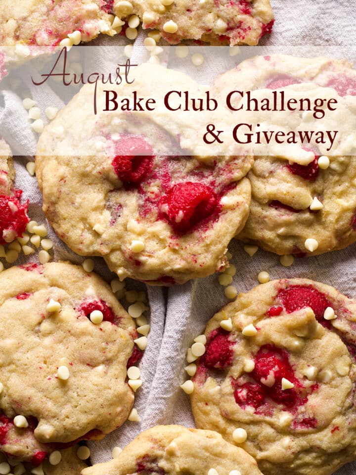 The August 2022 Bake Club Challenge Recipe is White Chocolate Raspberry cookies