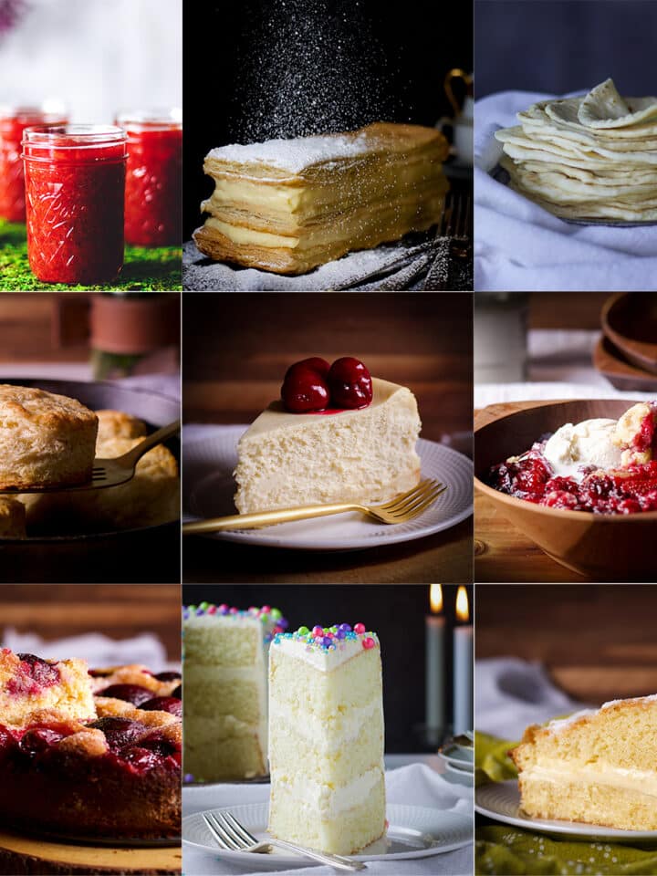 A collage of 9 different desserts that were popular recipes in 2022.