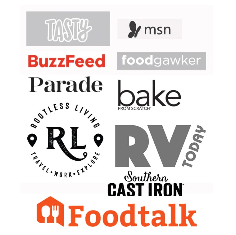 Several logos from other publications that have featured recipes created by Rebecca Blackwell.